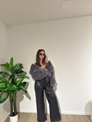 Panta ecopelle lacci