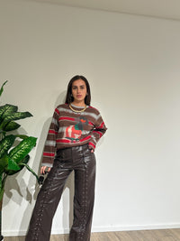 Panta ecopelle lacci