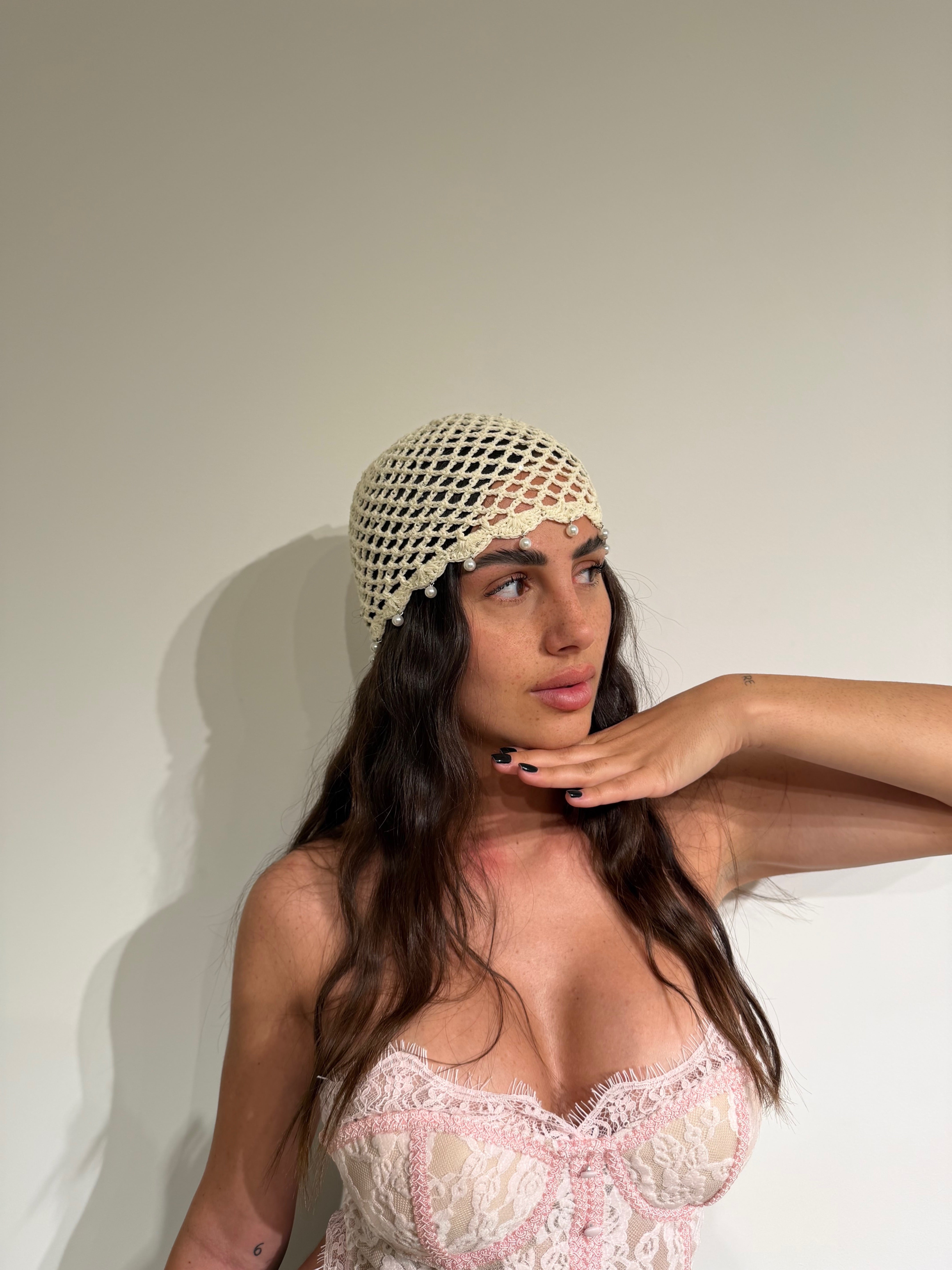 Cappello Uncinetto Perle