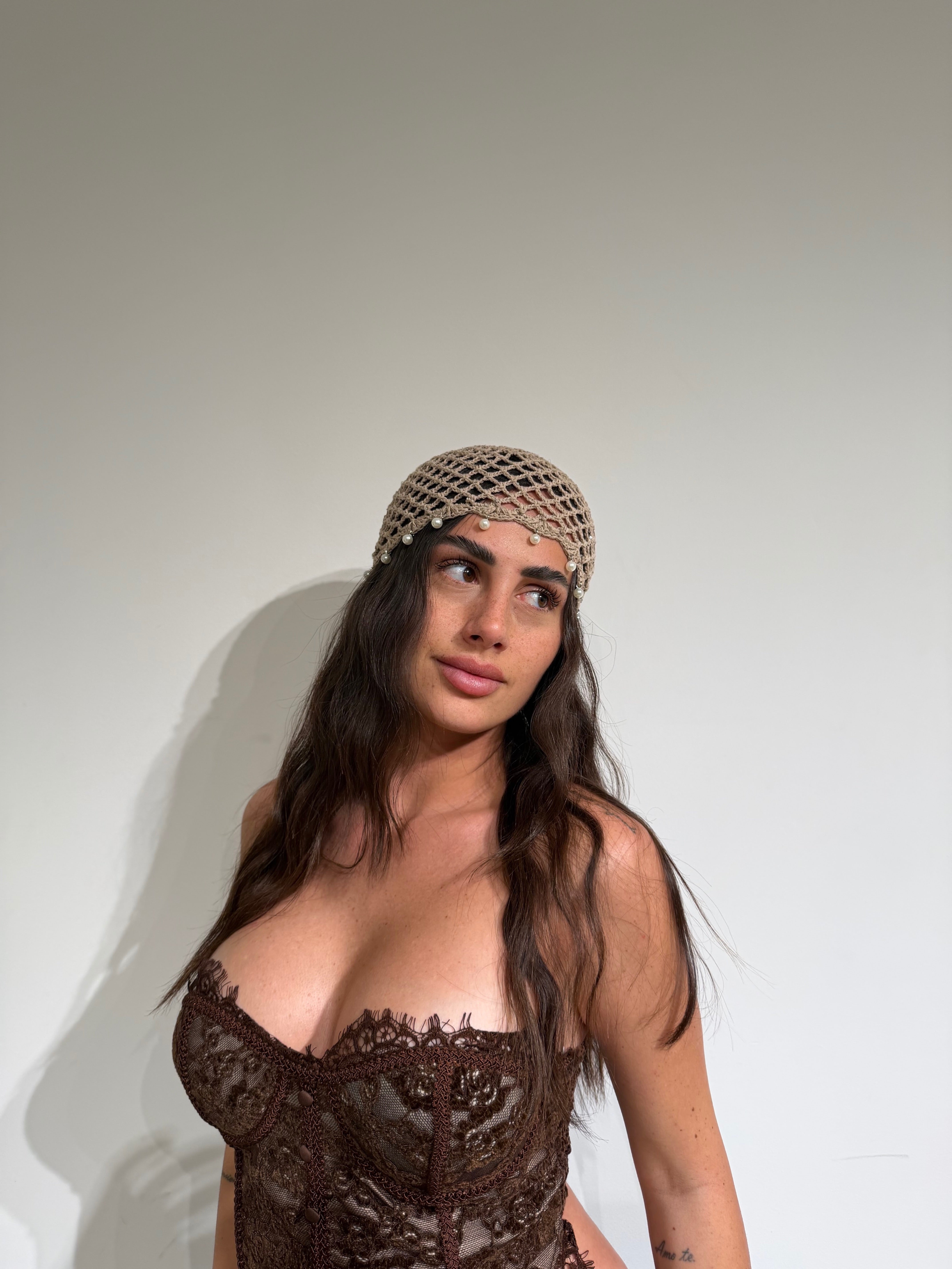 Cappello Uncinetto Perle
