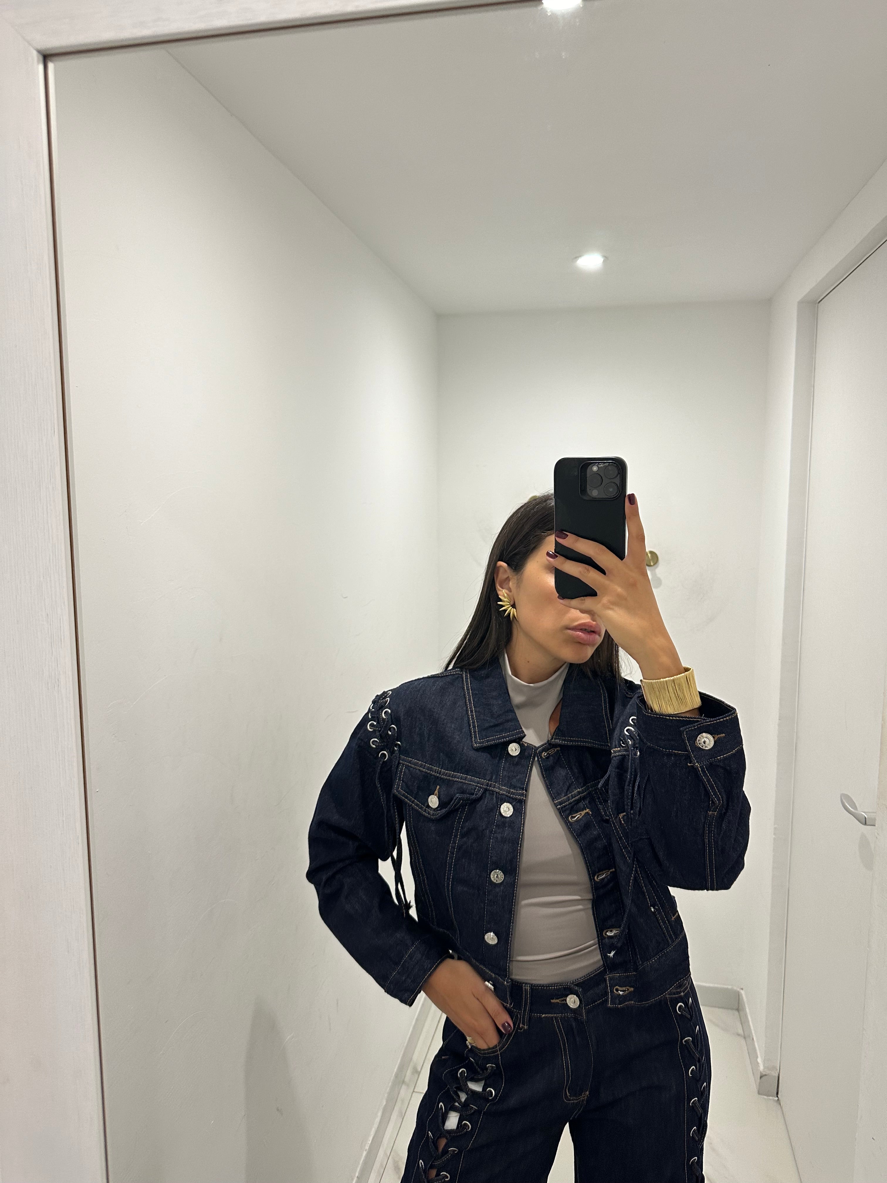 Giacca denim intreccio